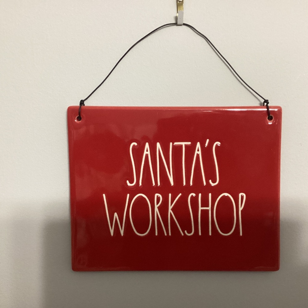 Rae Dunn Santa’s workshop sign